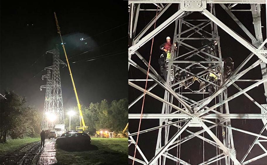 Dorsalys replaces electricity pylons on a HVB line in the Nantes vineyards, for RTE