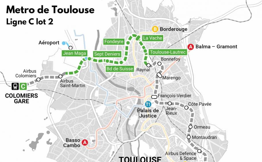 Eiffage et NGE remportent en groupement le marché  pour la réalisation du lot 2 de la 3e ligne de métro de Toulouse