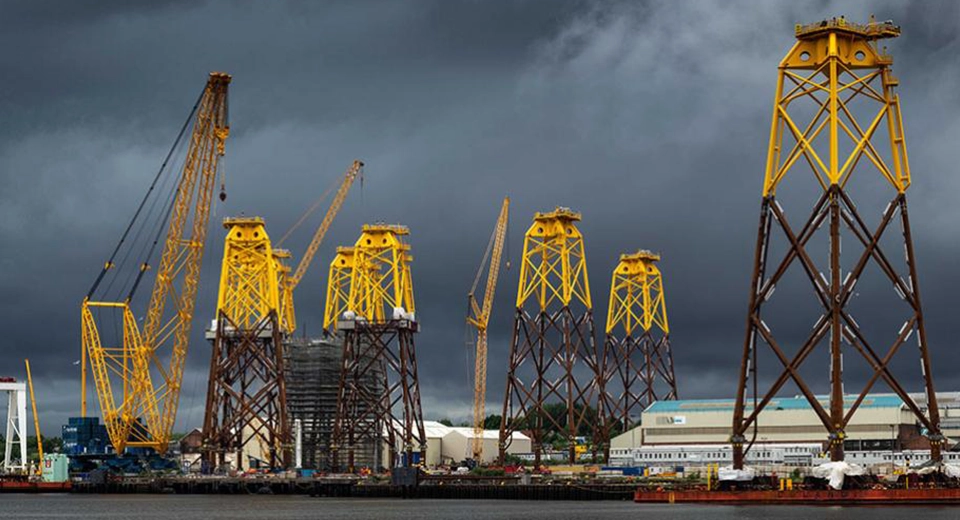 Photo des travaux du parc éolien offshore au Royaume-Uni