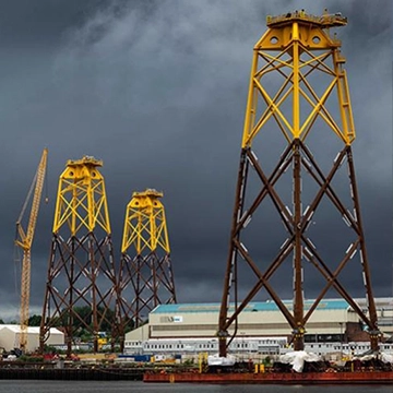 Photo de travaux d'un parc éolien offshore au Royaume-Uni