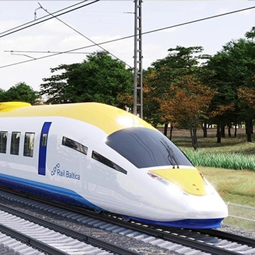 photo d'un TGV sur la ligne ferroviaire Rail Baltica